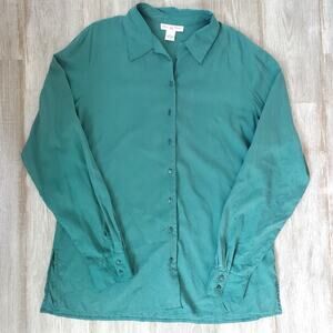 Vintage Anna and Frank Green Button Down Silk Shirt size L
